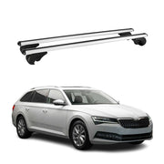 Barres de toit Transversales pour Skoda Superb 2019-2024 Break Aluminium Argent