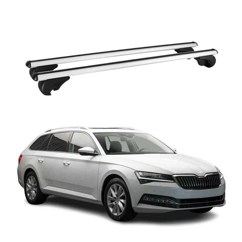 Barres de toit Transversales pour Skoda Superb 2015-2024 Break Aluminium Argent