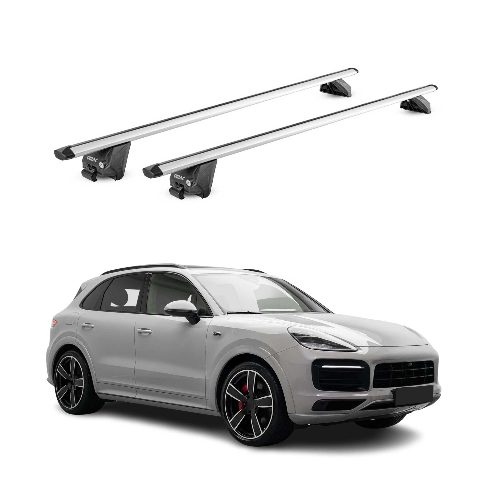 Barres de toit transversales ABE pour Porsche Cayenne PO536 2019-2026 Alu Gris