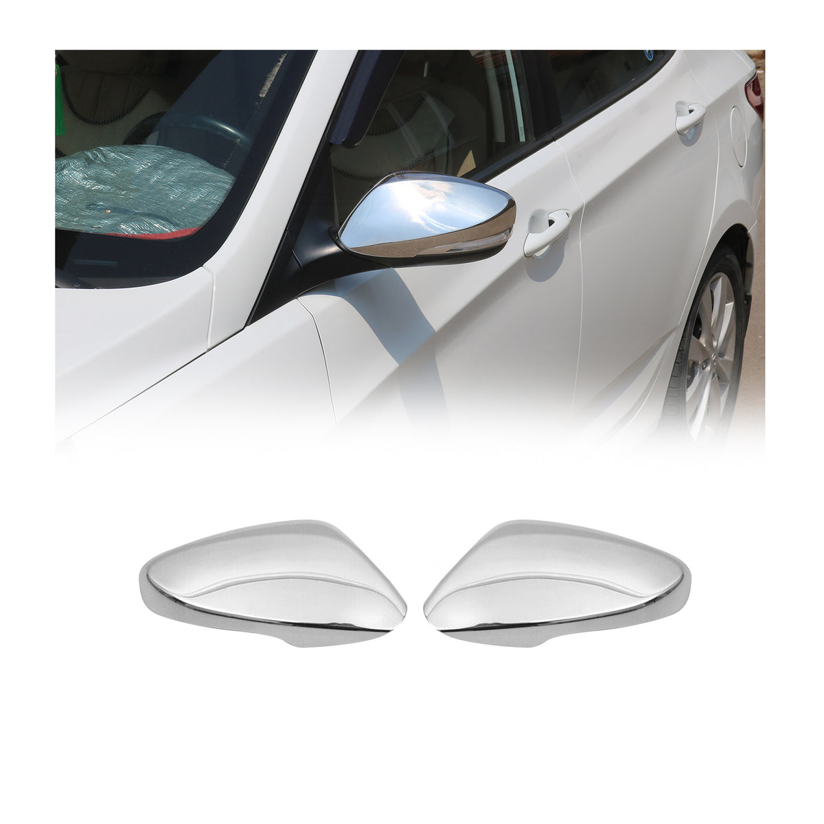 Coques de Rétroviseurs pour Hyundai Accent Solaris 2011-2017 Acier Chromé Argent