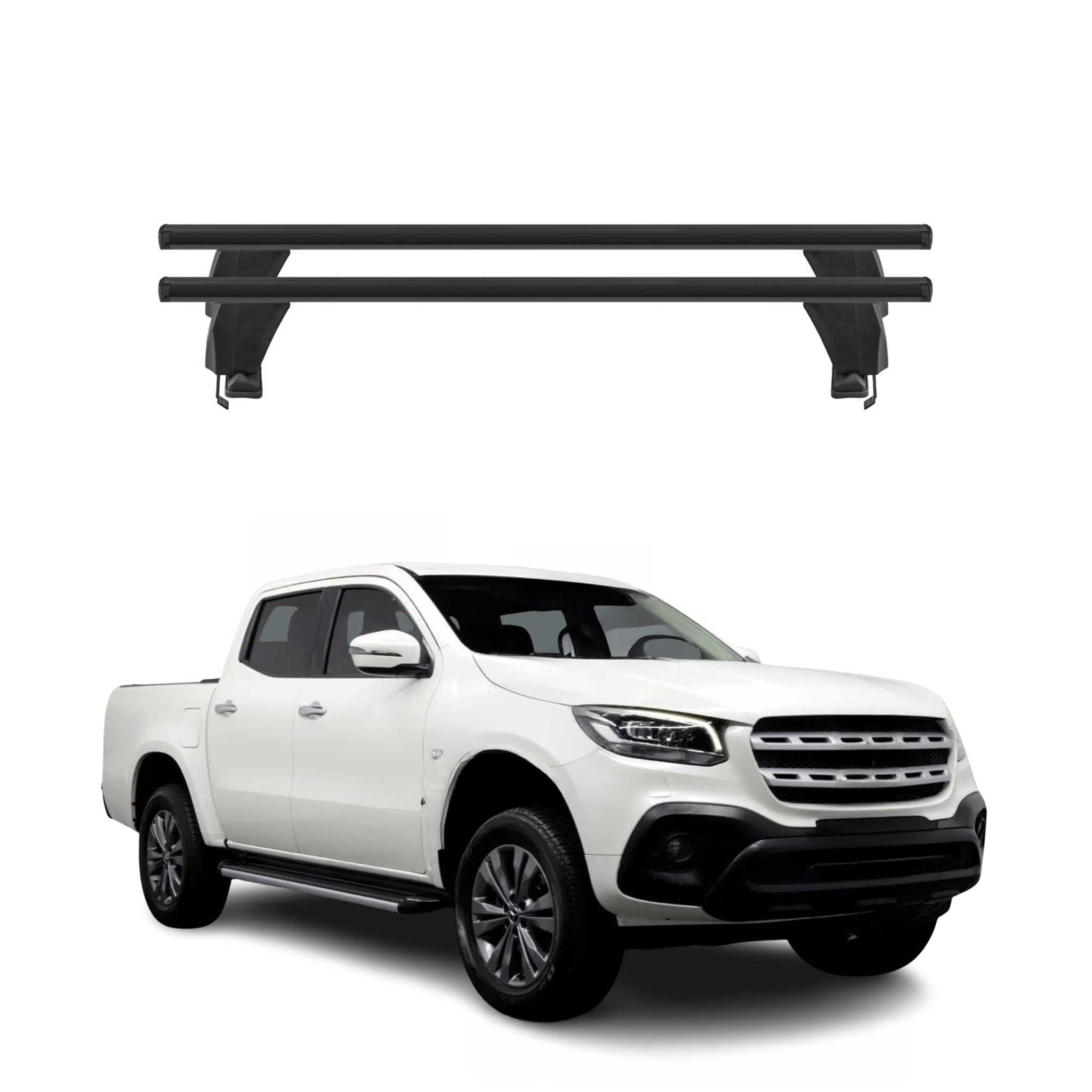 Menabo Barres de toit Transversales pour Mercedes X W470 2017-2020 Noir ABE 2x
