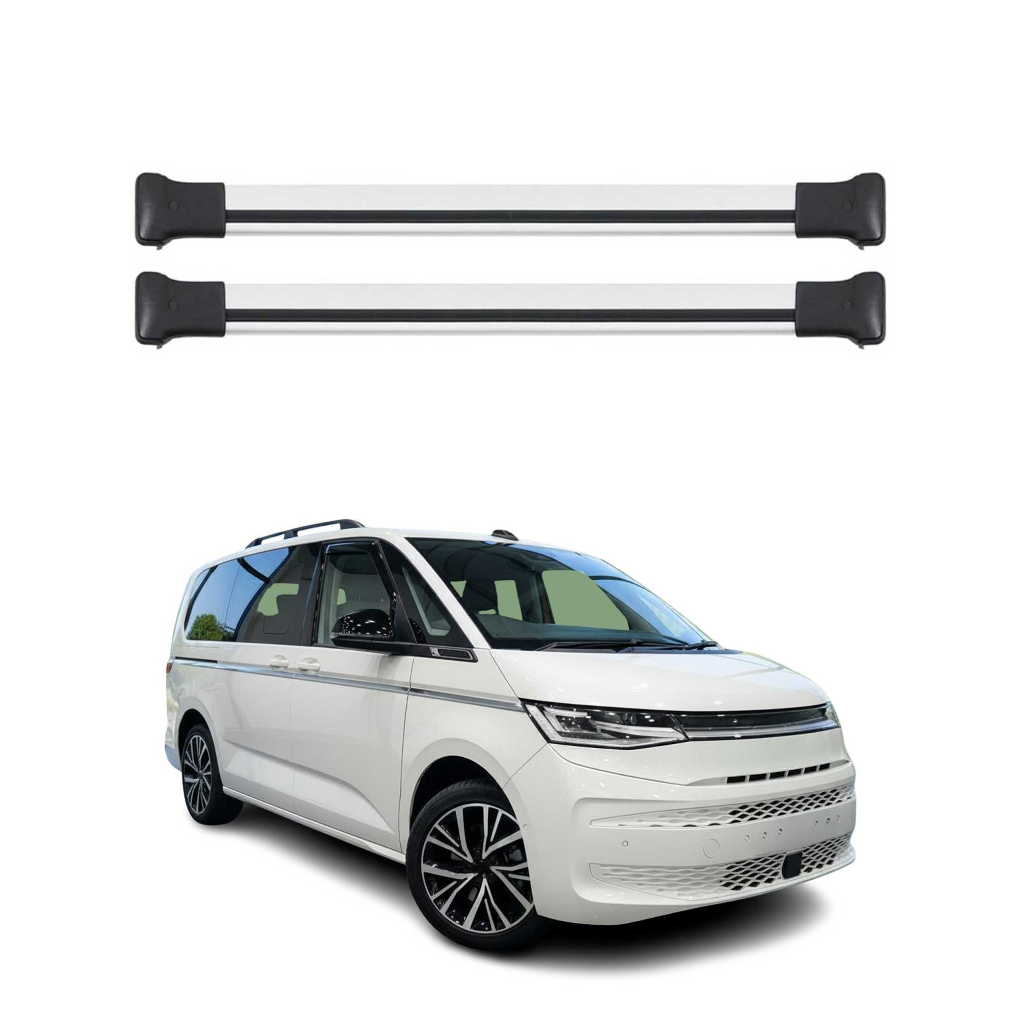 Barres de Toit Transversales pour VW T7 Multivan 2021-2026 Aluminium Gris 2x