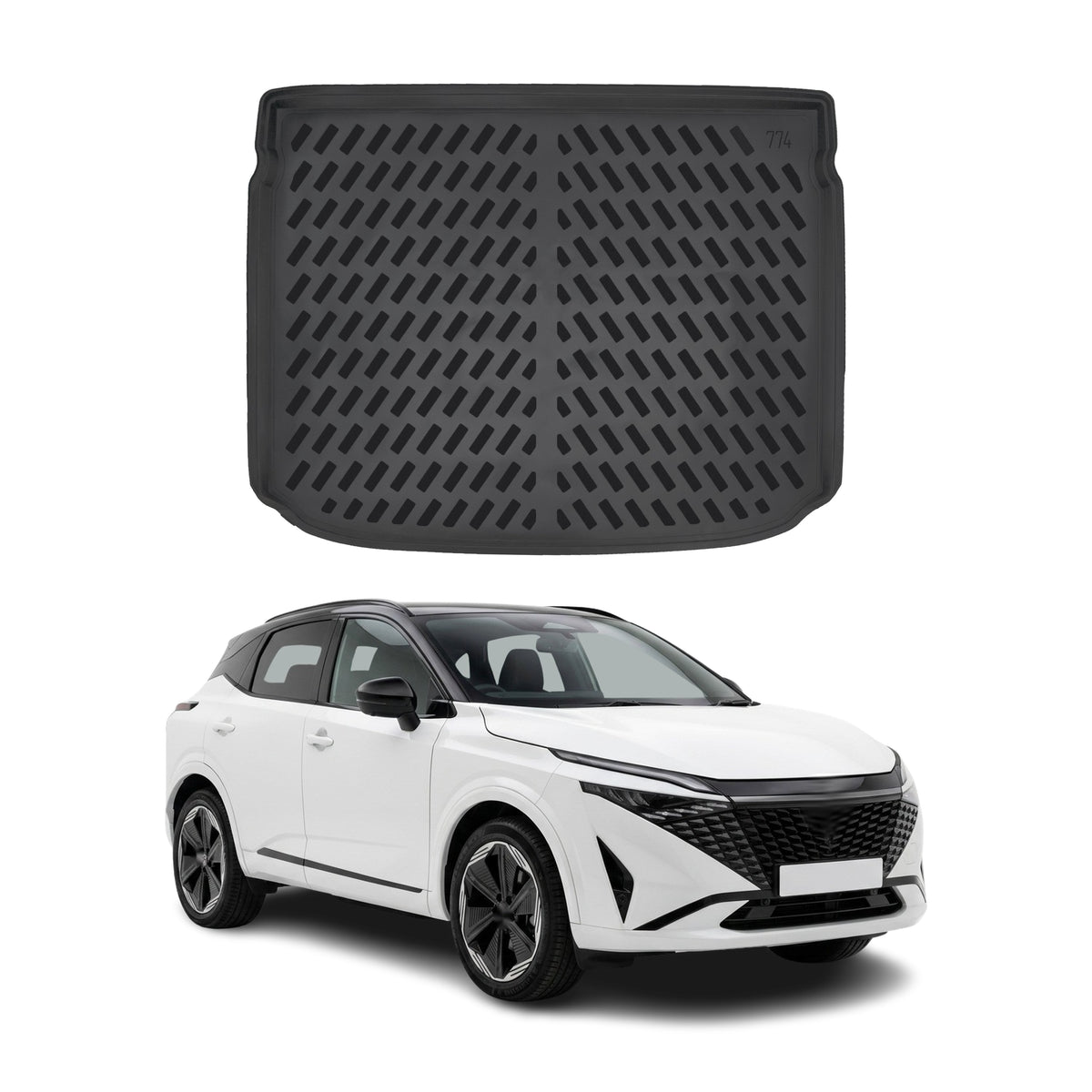 Tapis de coffre Supérieur pour Nissan Qashqai E-Power 2022-2027 Noir Caoutchouc