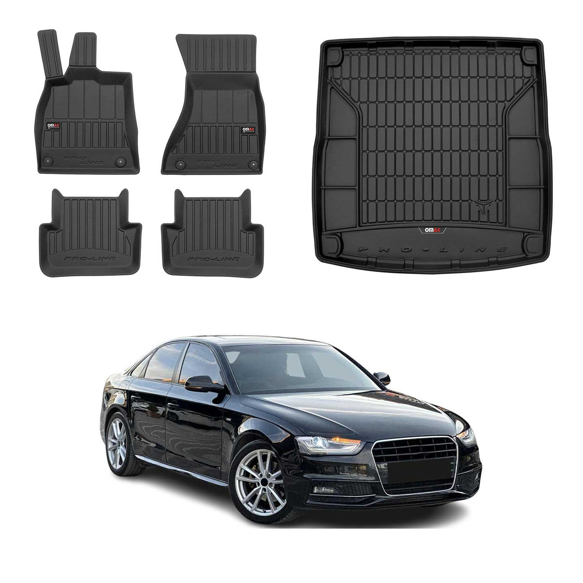 OMAC Kit Tapis de Sol et Coffre pour Audi A4 B8 Break 2007-2015