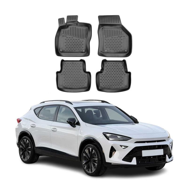 Tapis de sol pour Cupra Formentor 2020-2025 en caoutchouc TPE 3D Noir 4Pcs
