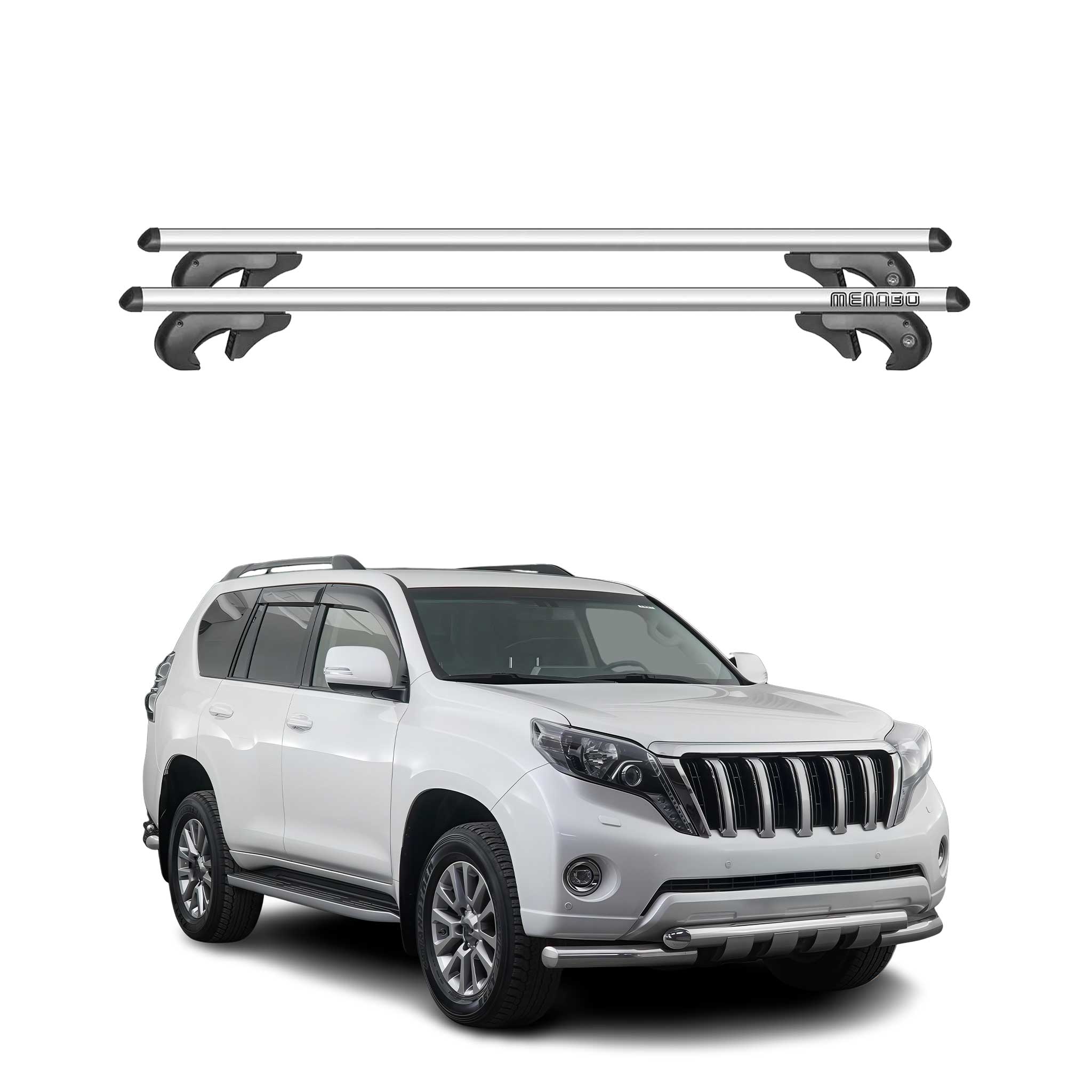 Barres de toit transversales pour Toyota Land Cruiser J200 2005-2021 Alu Gris 2x