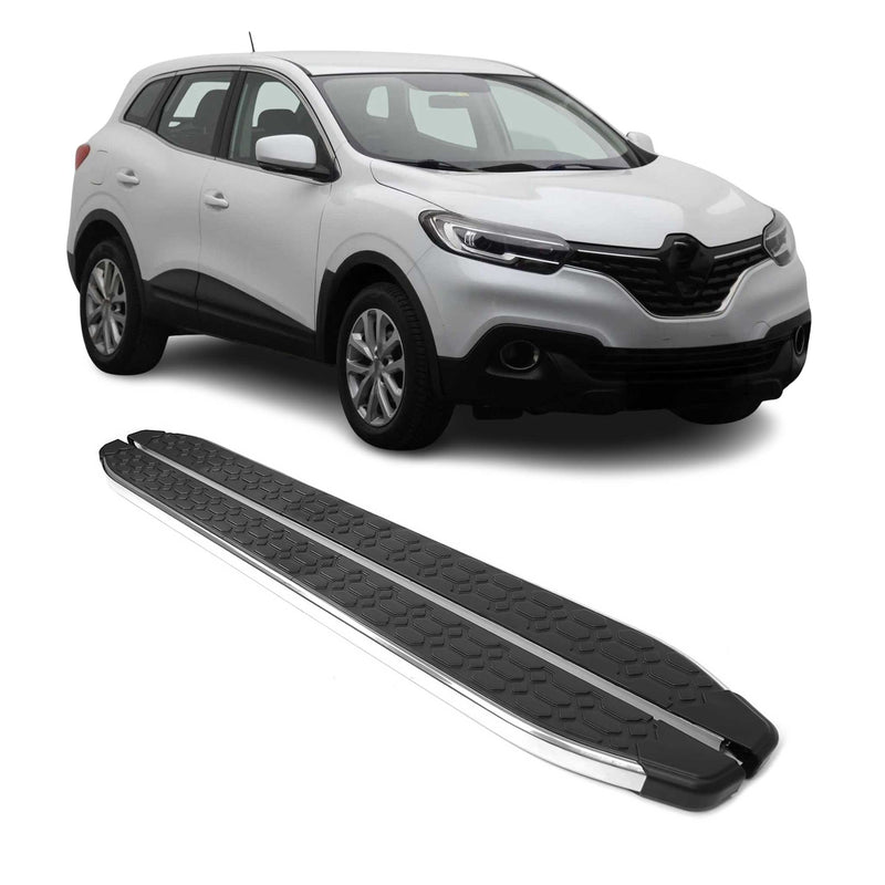 Marchepieds Latéraux pour Renault Kadjar 2015-2024 inox Brillant Argent Noir 2x