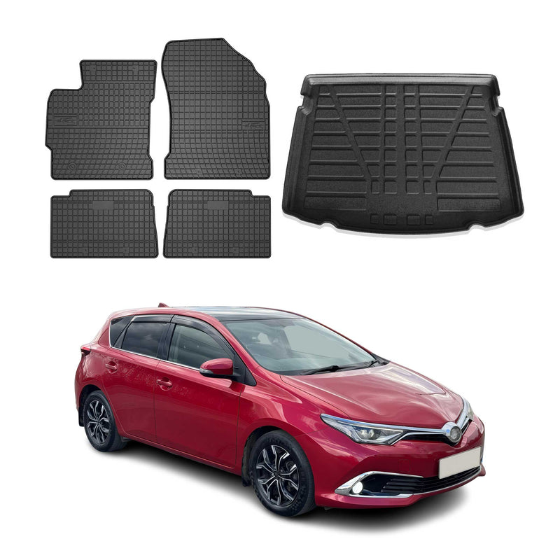 Kit Tapis de sol et coffre pour Toyota Auris 2012-2018 HB TPE Noir