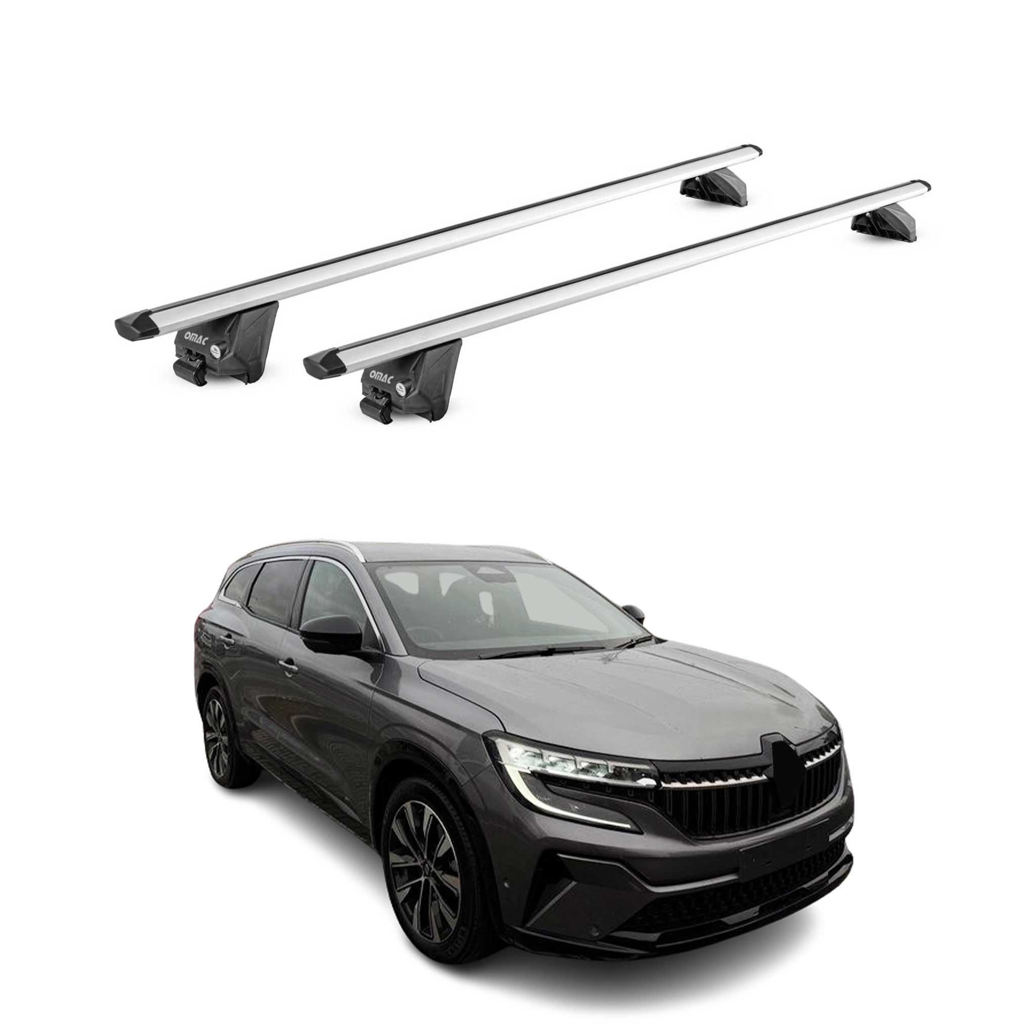 Barres de toit transversales pour Renault Espace 2023-2026 Alu Gris 2 pièces ABE