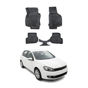Tapis de sol pour VW Golf 6/Scirocco 2008-2018 Noir 3D en TPE 4Pcs