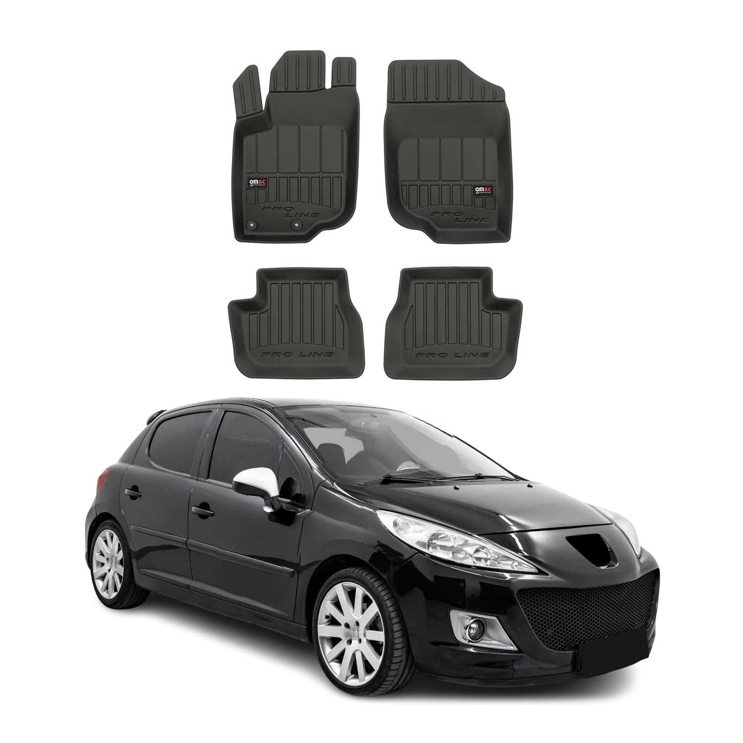 Tapis de Sol pour Peugeot 207 2006-2012 TPE Noir