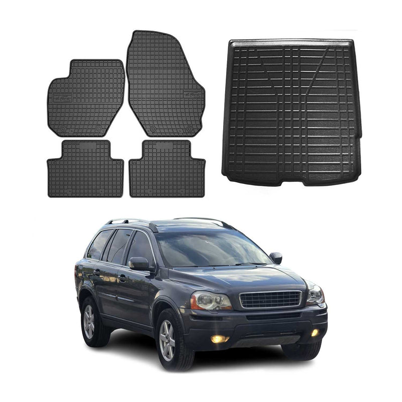 Kit Tapis de sol et coffre pour Volvo XC90 2003-2015 TPE Noir