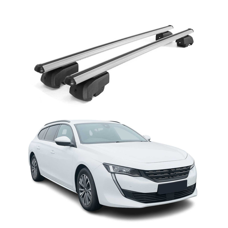Barres de toit Transversales pour Peugeot 508 2019-2023 Aluminium Gris ABE