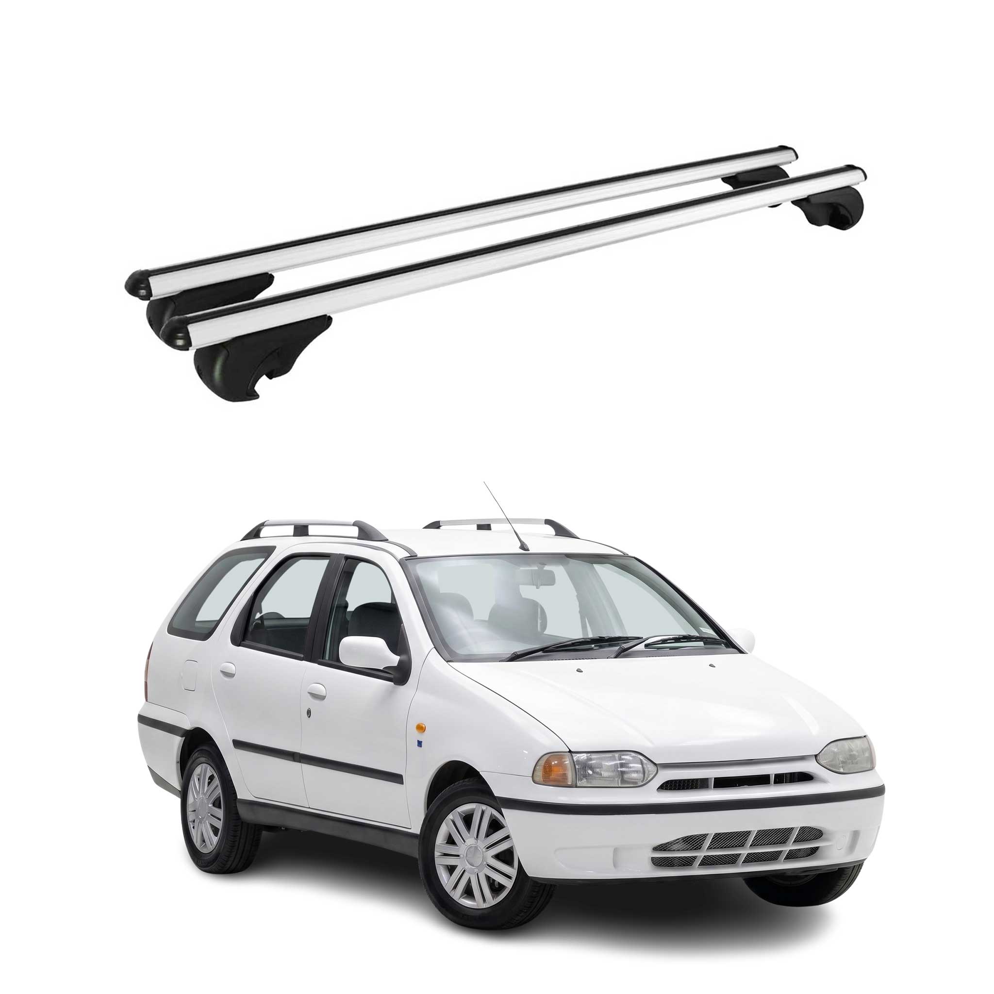 Barres de toit Transversales pour Fiat Palio Weekend 1996-2011 TÜV Alu Gris 2x