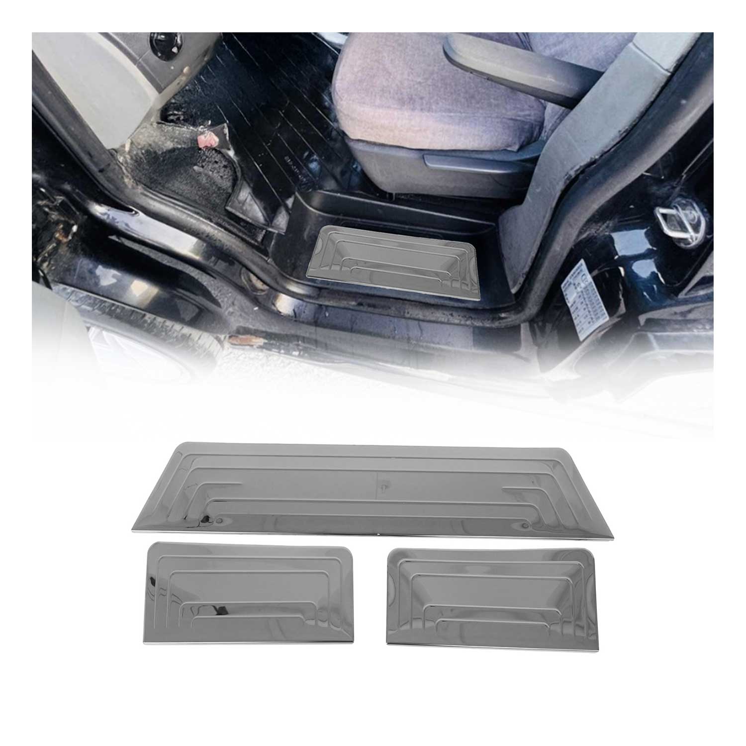 Couverture de Seuil de porte pour VW T5 2003-2015 acier inox chromé foncé 3 Pcs