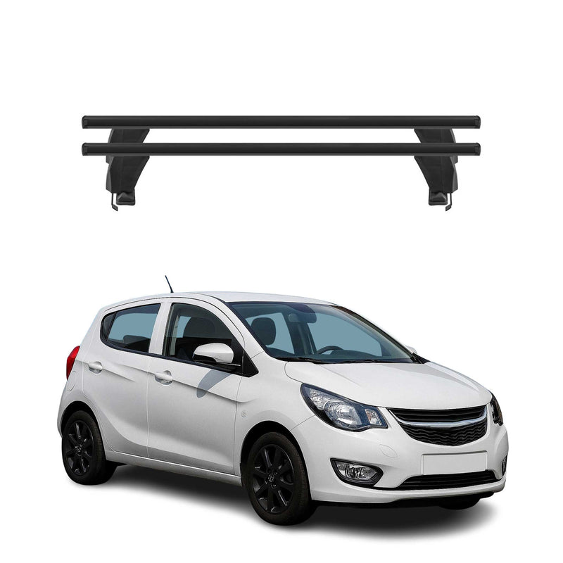 Menabo Barres de toit Transversales pour Opel Karl 2015-2019 Alu Noir ABE 2x