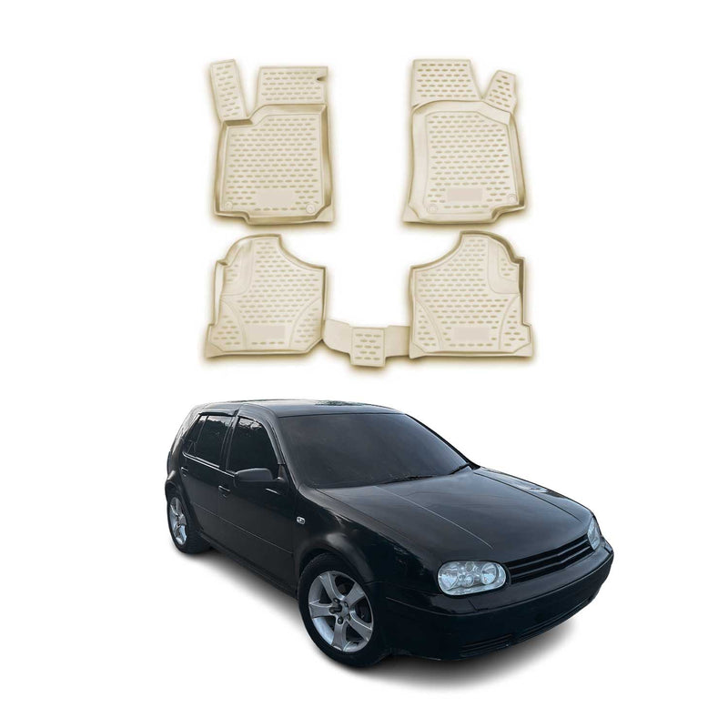 Tapis de sol pour VW Golf IV 1997-2006 en caoutchouc TPE 3D Beige 4Pcs