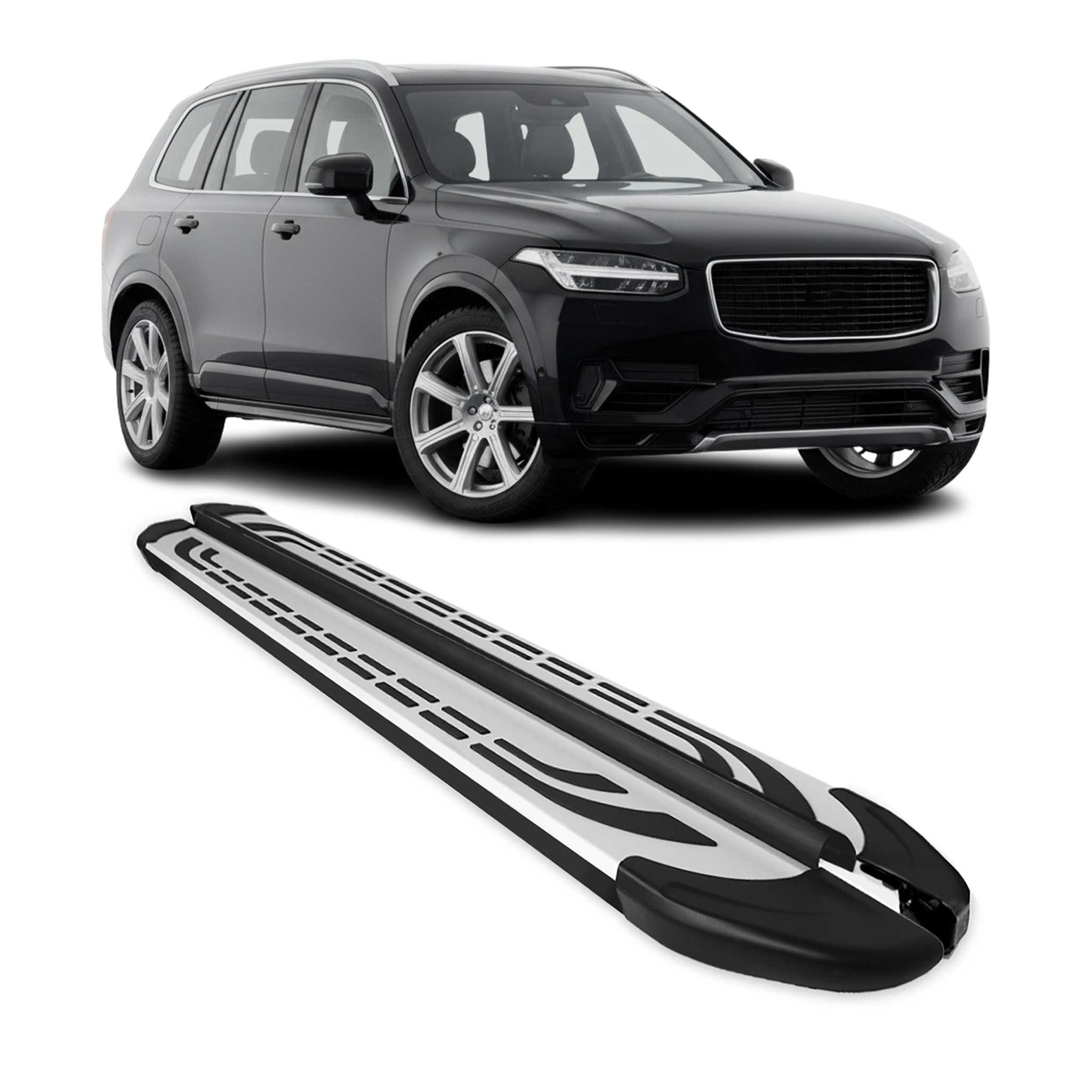 Marchepieds Latéraux pédale pour Volvo XC90 2015-2025 Aluminium Gris Noir 2x