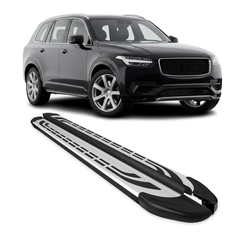 Marchepieds Latéraux pédale pour Volvo XC90 2015-2025 Aluminium Gris Noir 2x