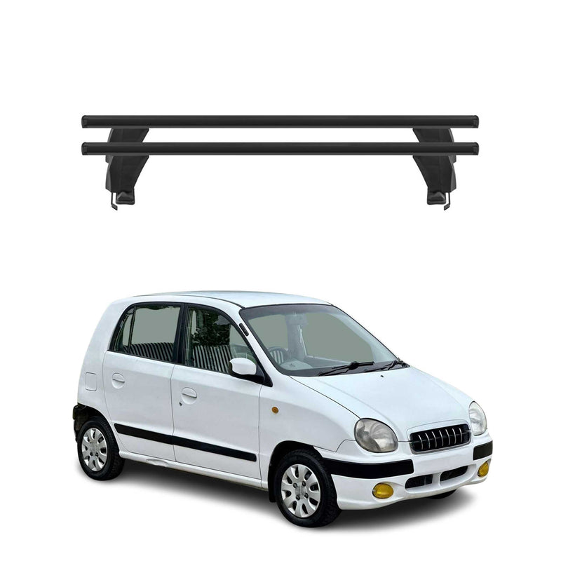 Menabo Barres de toit transversales pour Hyundai Atos Prime 1999-08 Alu Noir 2x