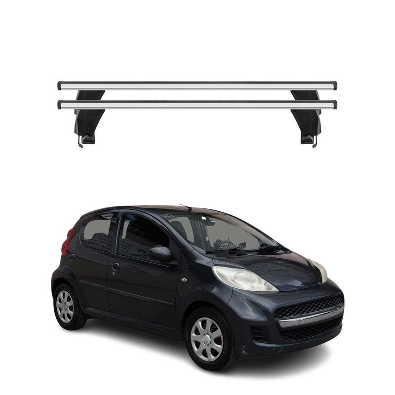 Menabo Barres de toit Transversales pour Peugeot 107 2005-2014 Alu Gris 2x ABE