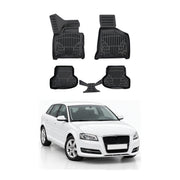 Tapis de sol pour Audi A3 2003-2013 Noir 3D en Caoutchouc TPE 4Pcs