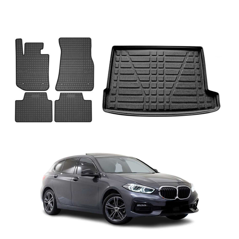 Kit Tapis de sol et coffre pour BMW Série 1 F40 2019-2024 Noir TPE