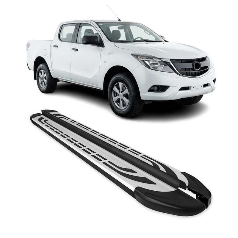 Marchepieds Latéraux pédale pour Mazda BT-50 Double Cab 2012-20 Alu Gris Noir 2x