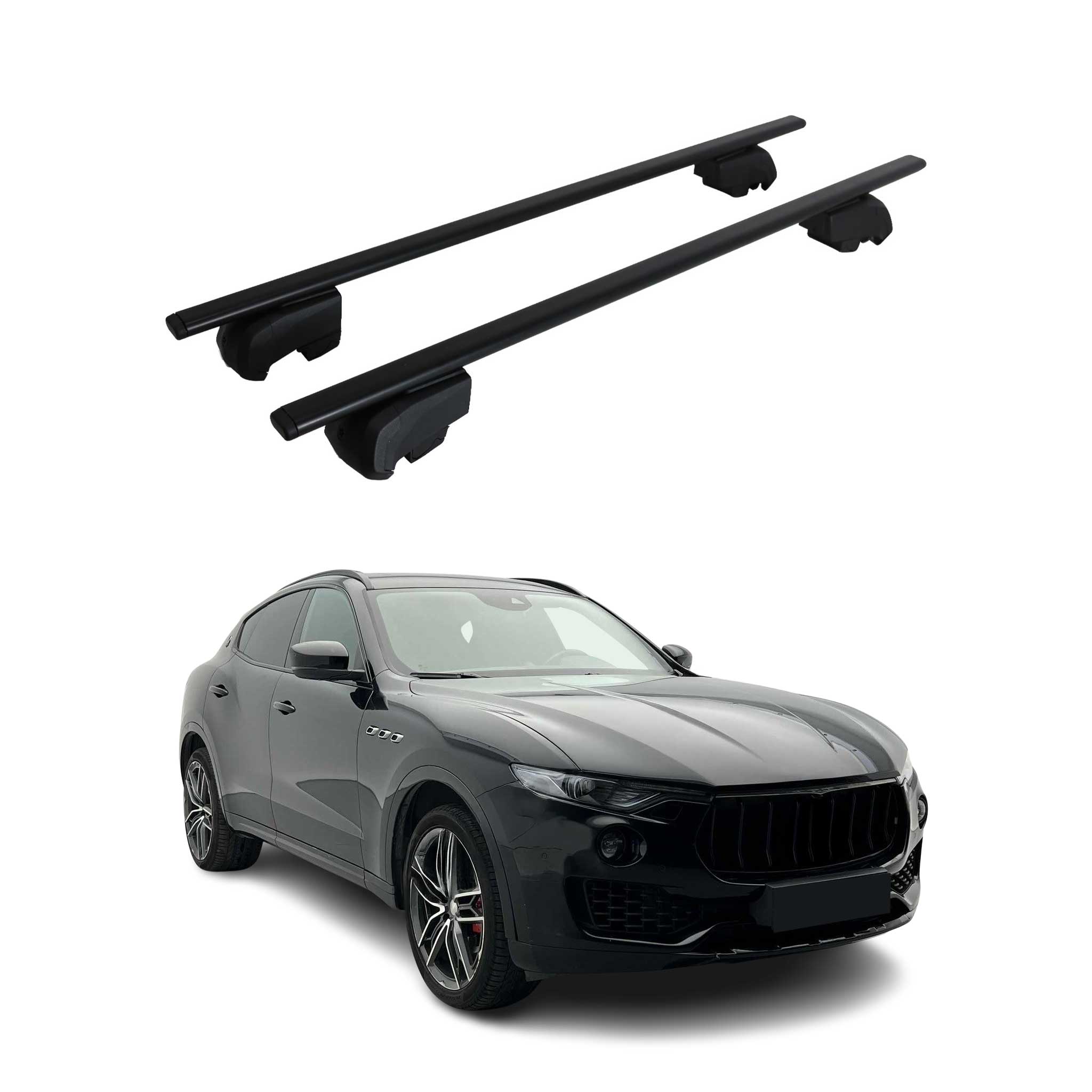 Barres de toit Transversales pour Maserati Levante 2017-2024 ABE Fer Noir 2x