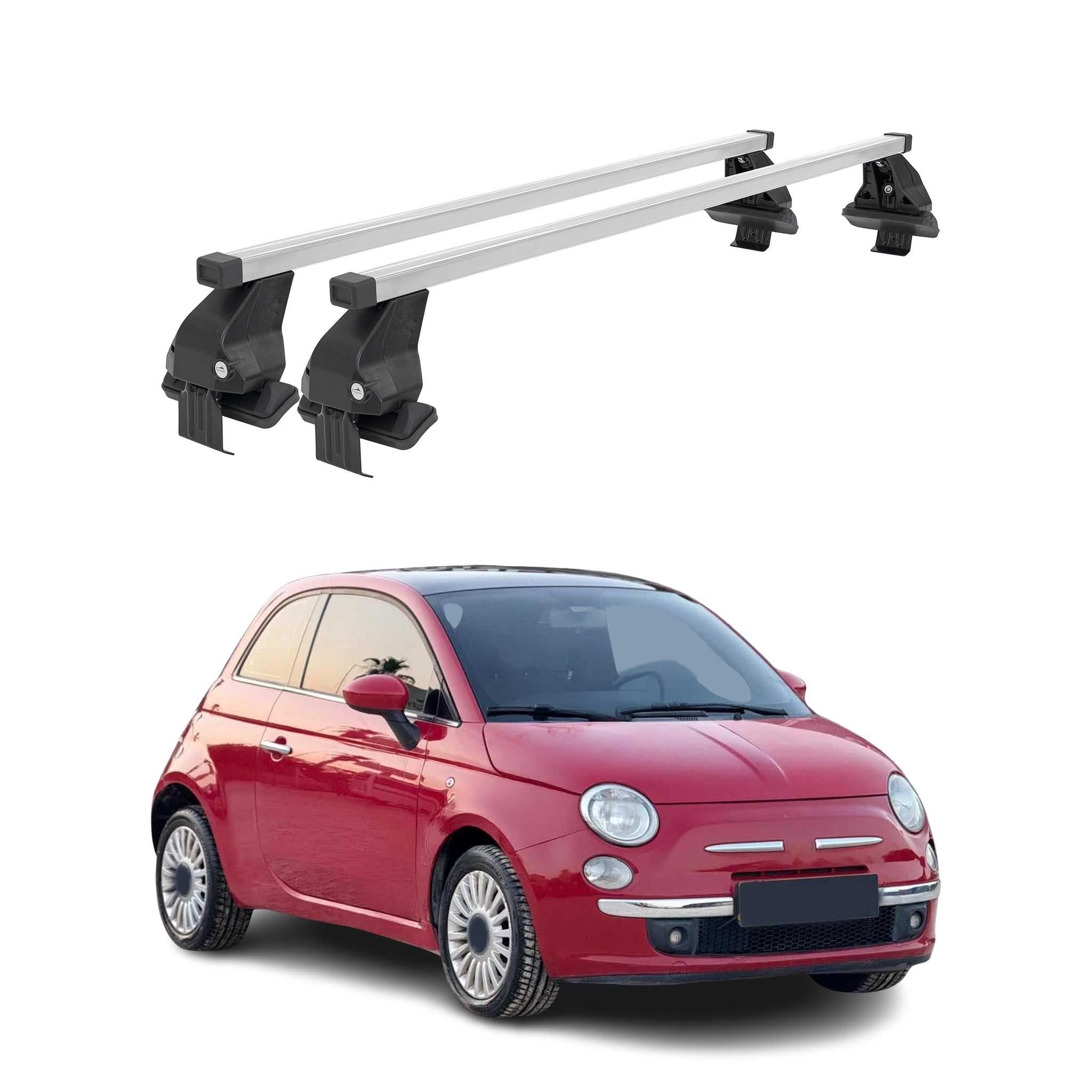 Barres de toit transversales pour Fiat 500 2007-2024 Acier Gris