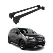 Barres De Toit Transversales pour Opel Crossland X 2017-2024 SUV Alu Noir ABE