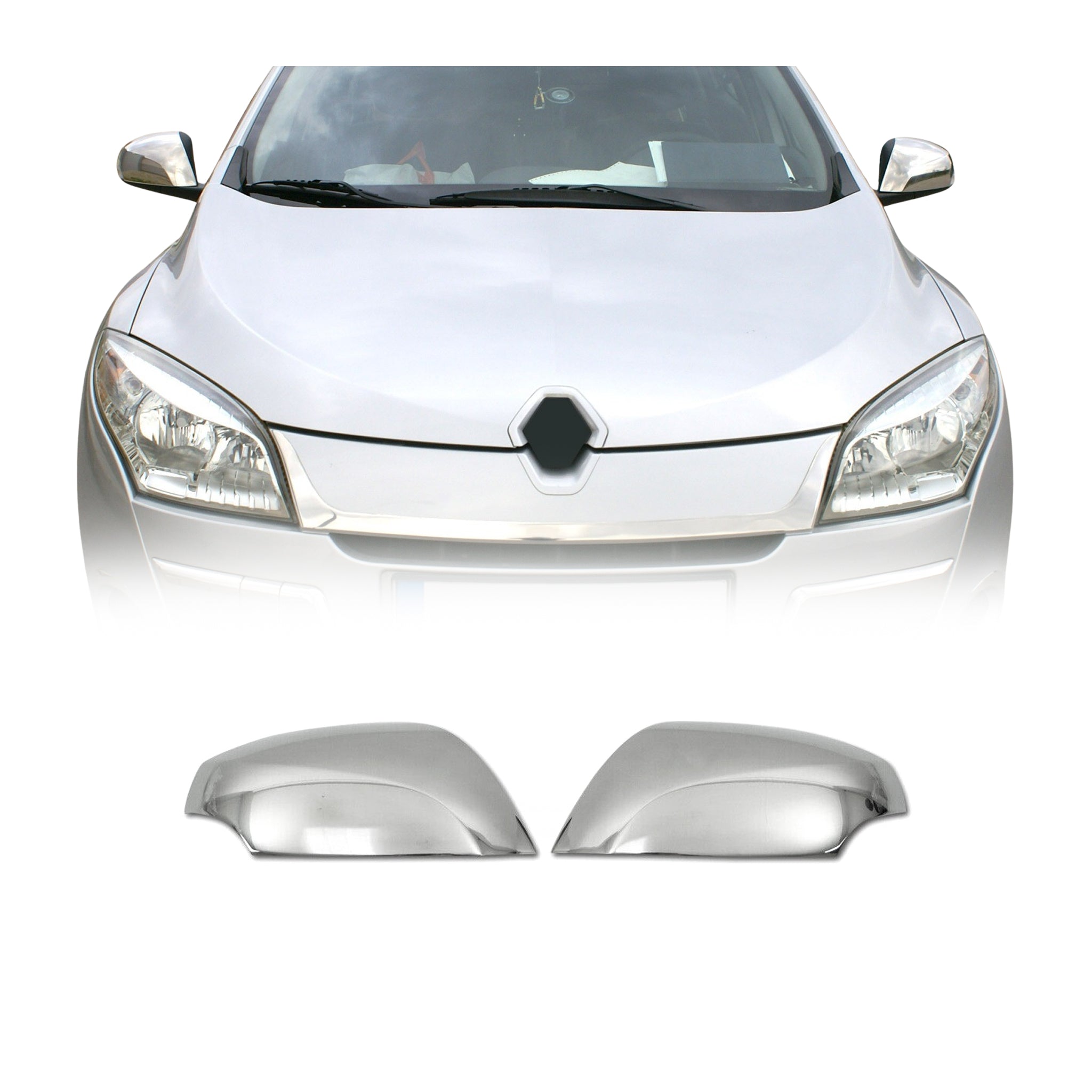 Coques de Rétroviseurs pour Renault Fluence 2010-2014 en Acier Chromé Argent