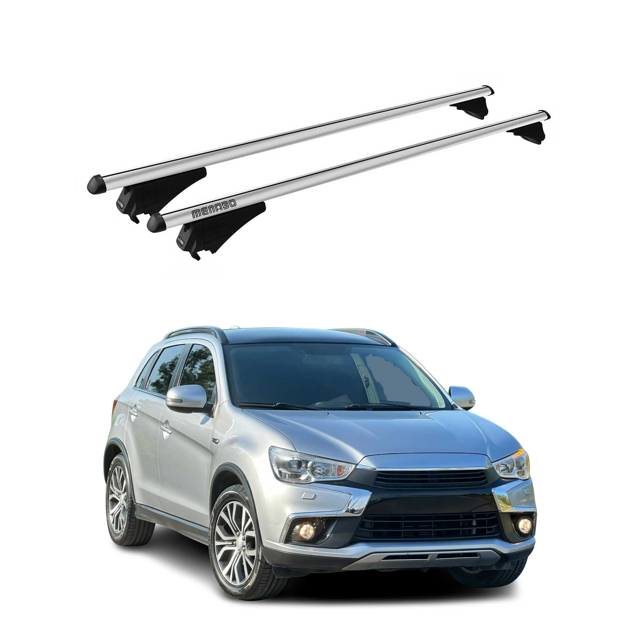 Tiger Barres de toit transversales pour Mitsubishi ASX 2010-2012 Pre-FL Gris Alu