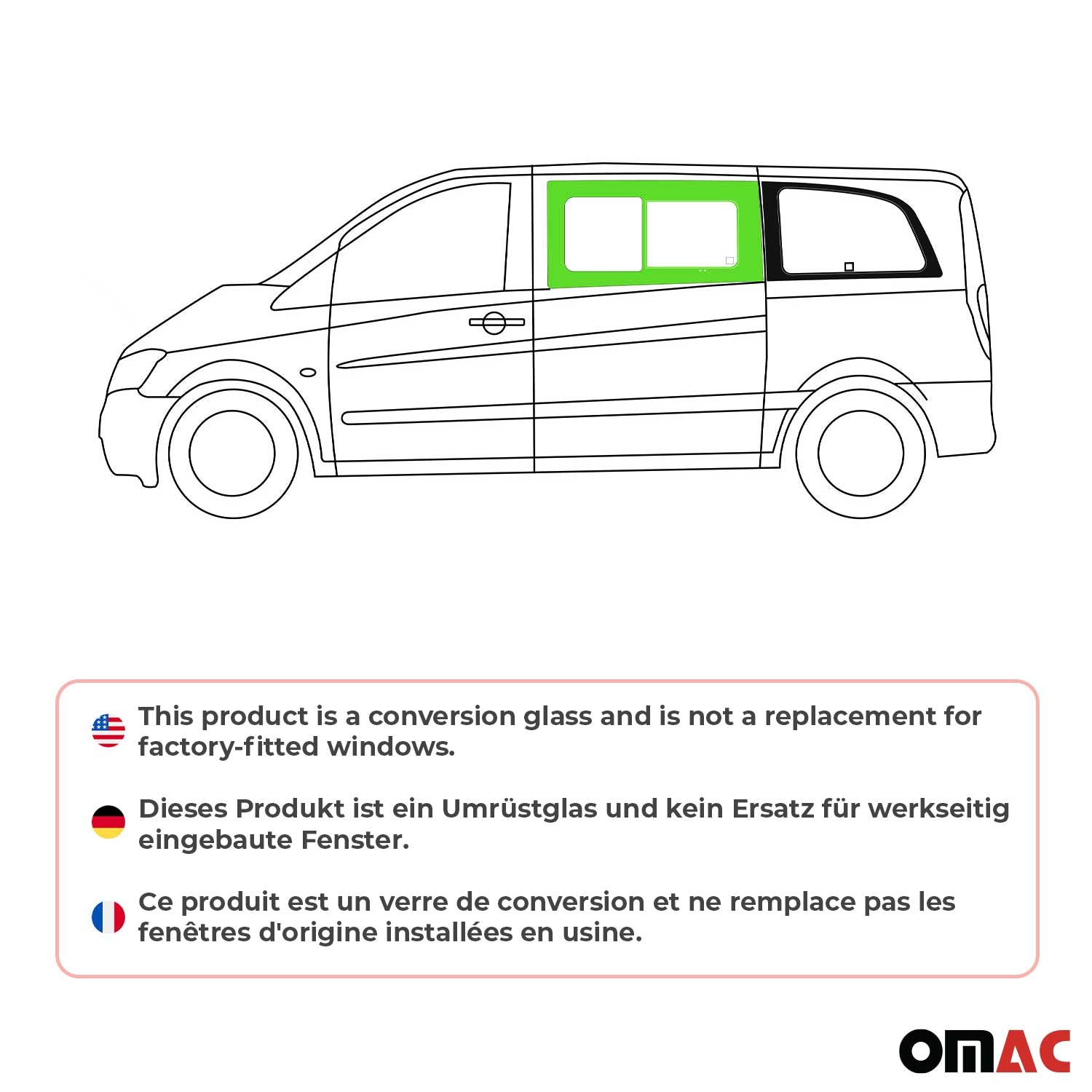 Vitre Porte pour Mercedes Vito W639 2003-2014 Gauche Avant fenêtre coulissante