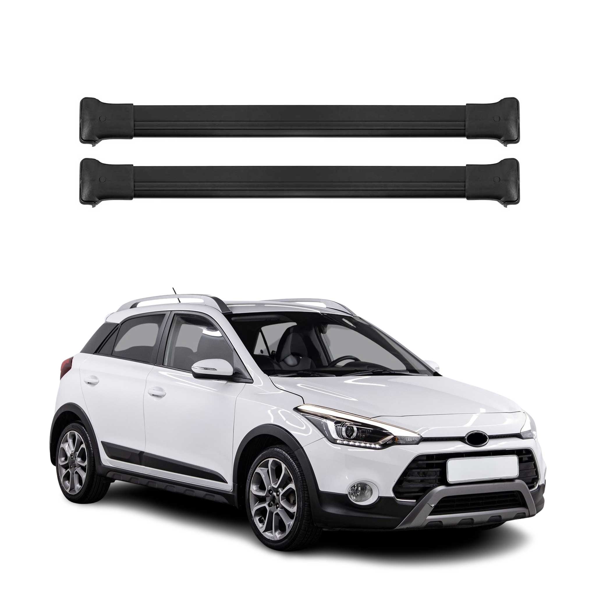 Barres de toit transversale pour Hyundai i20 Active Elite 2014-2020 Alu Noir 2x