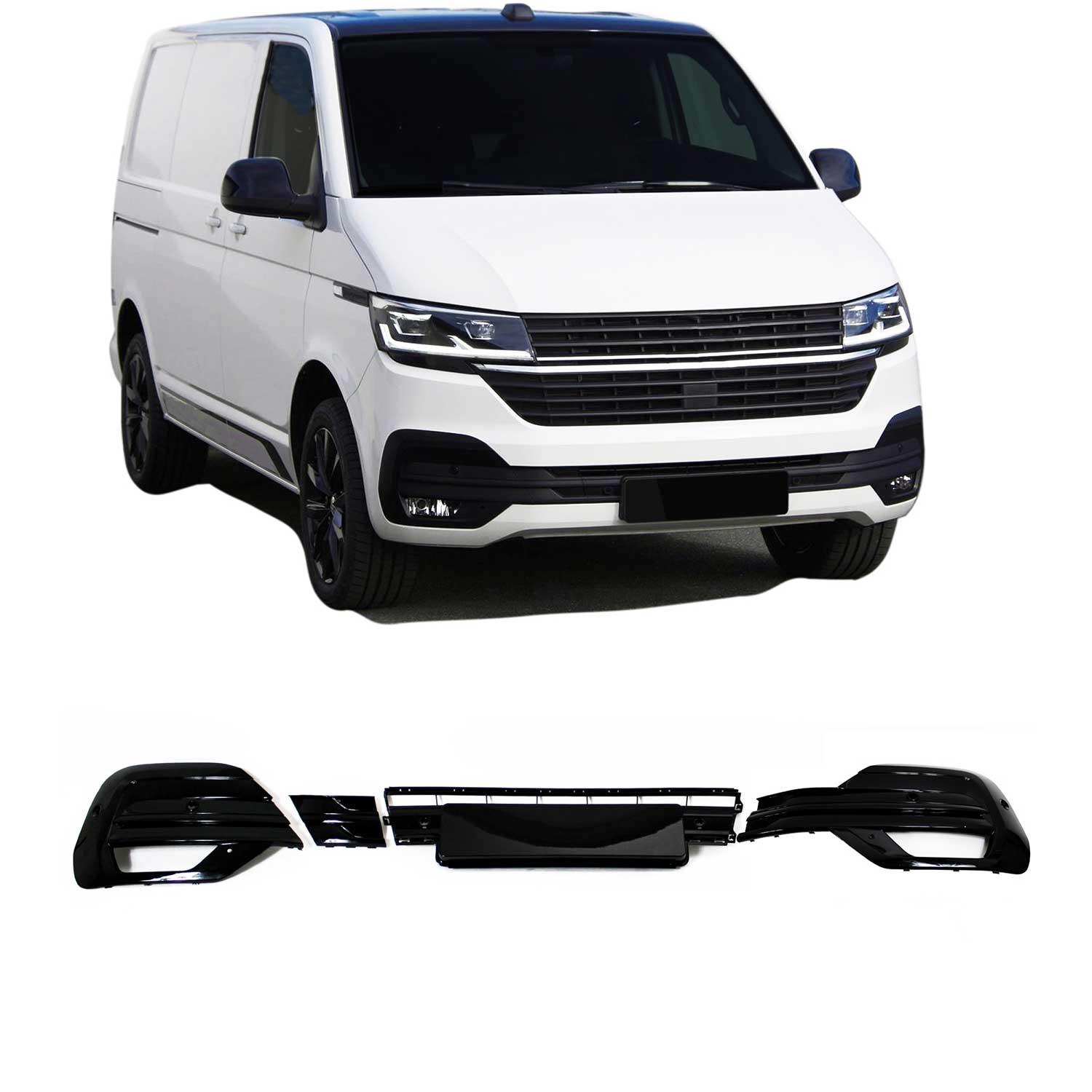 Grilles Antibrouillard avant pour Volkswagen T6.1 2019-2025 Plastique Noir 1x