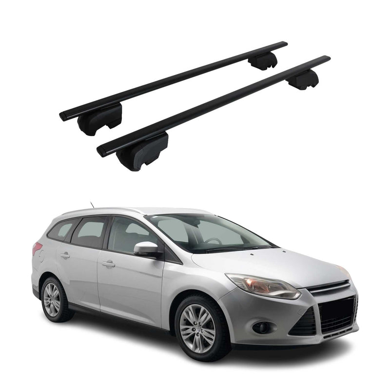 Barres de toit Transversales pour Ford Focus Turnier 2011-2021 Fer Noir ABE