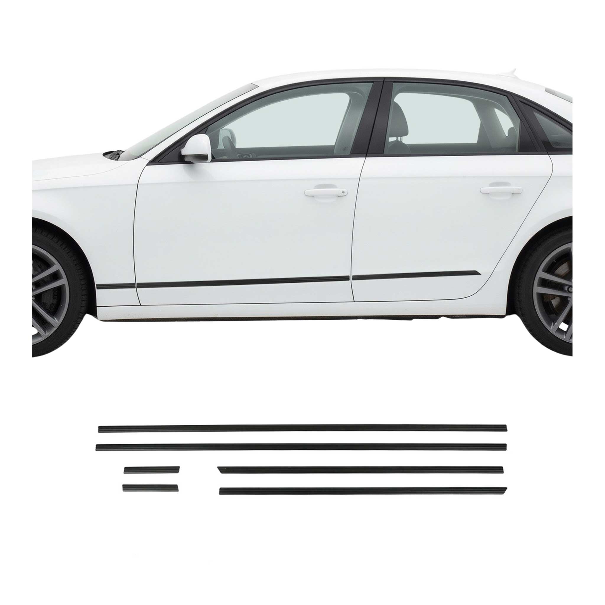 Garniture baguette de porte latérale pour Audi A4 B8 Berline 2008-2015 Alu Noir