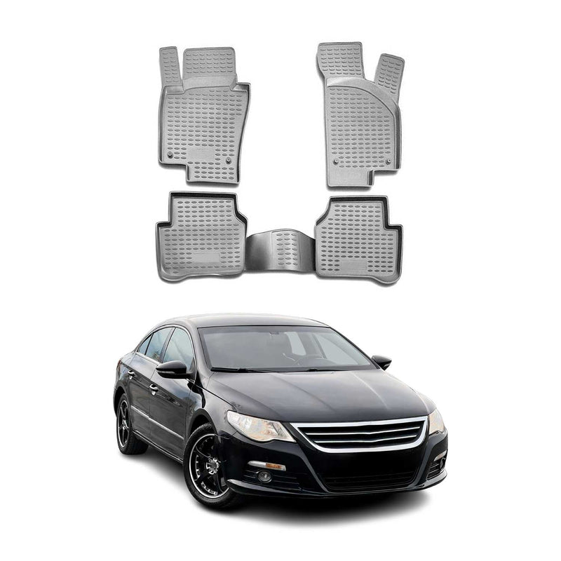 Tapis de sol pour VW CC 2008-2017 en caoutchouc TPE 3D Gris 4Pcs