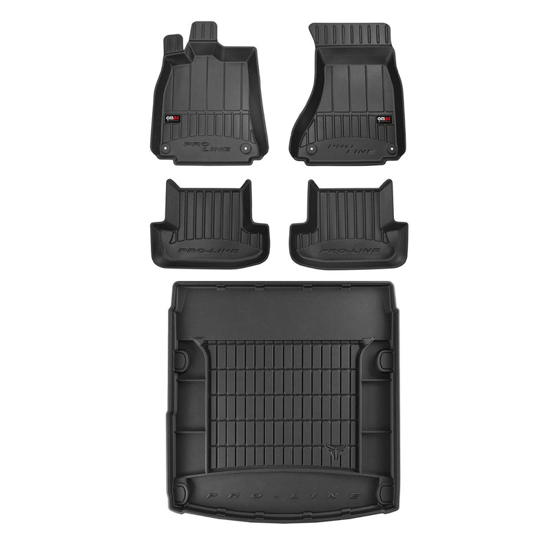 OMAC Kit Tapis de sol et coffre pour Audi A5 8T3 Coupé 2007-2016 Premium Noir