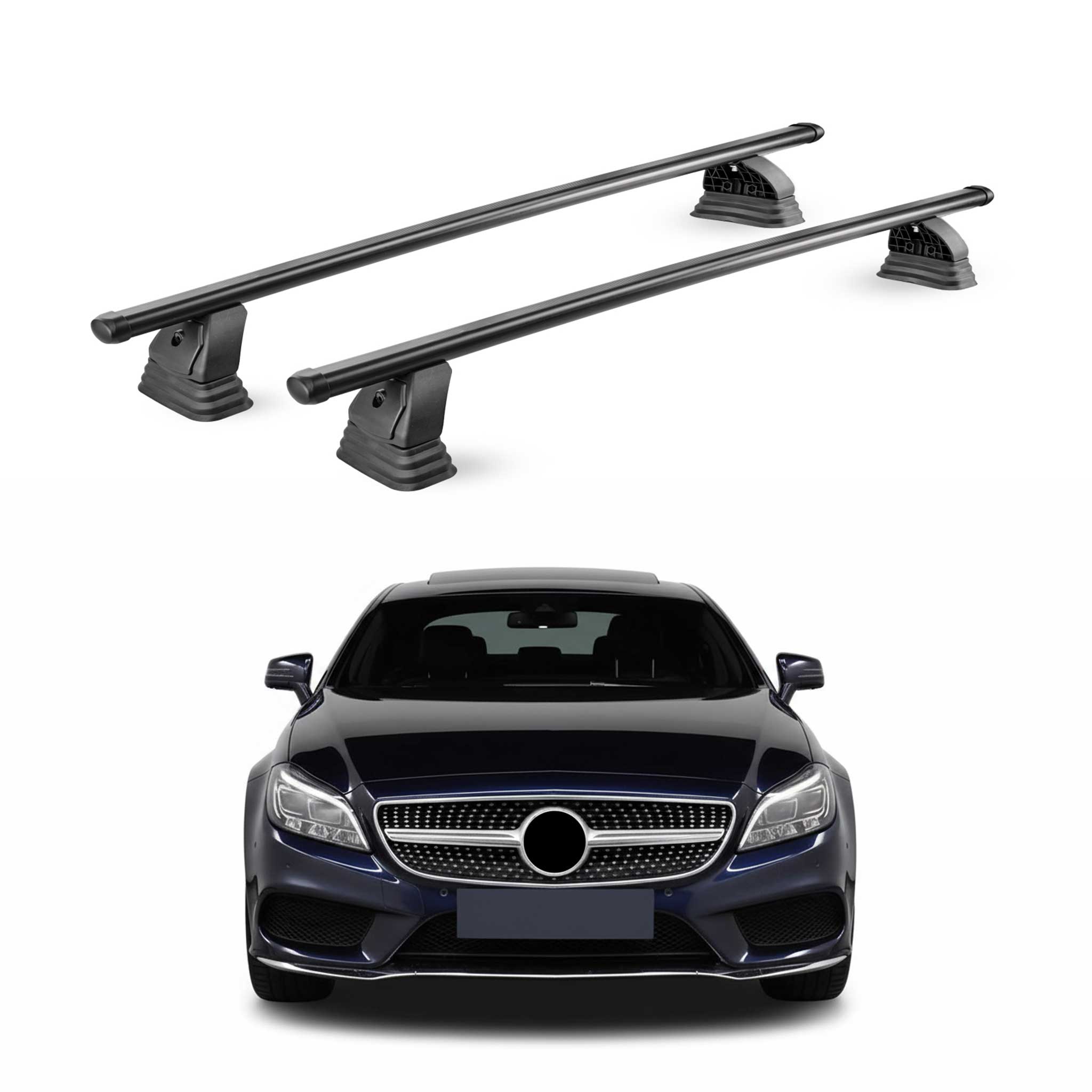 Barres de toit transversales acier pour Mercedes CLS C218 X218 2011-2018 Noir 2x