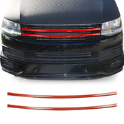 Moulure Grille de Calandre pour VW T6 Transporter 2015-2019 rouge Acier 2Pcs