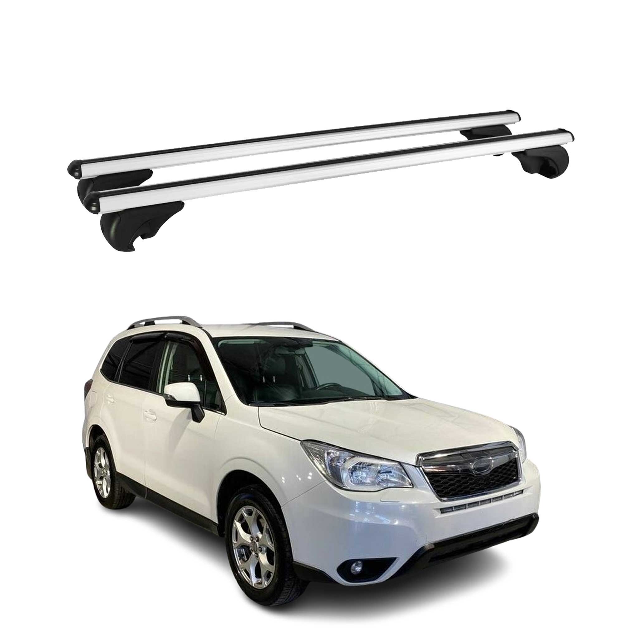Barres de toit Transversales pour Subaru Forester IV 2013-2018 Aluminium Argent