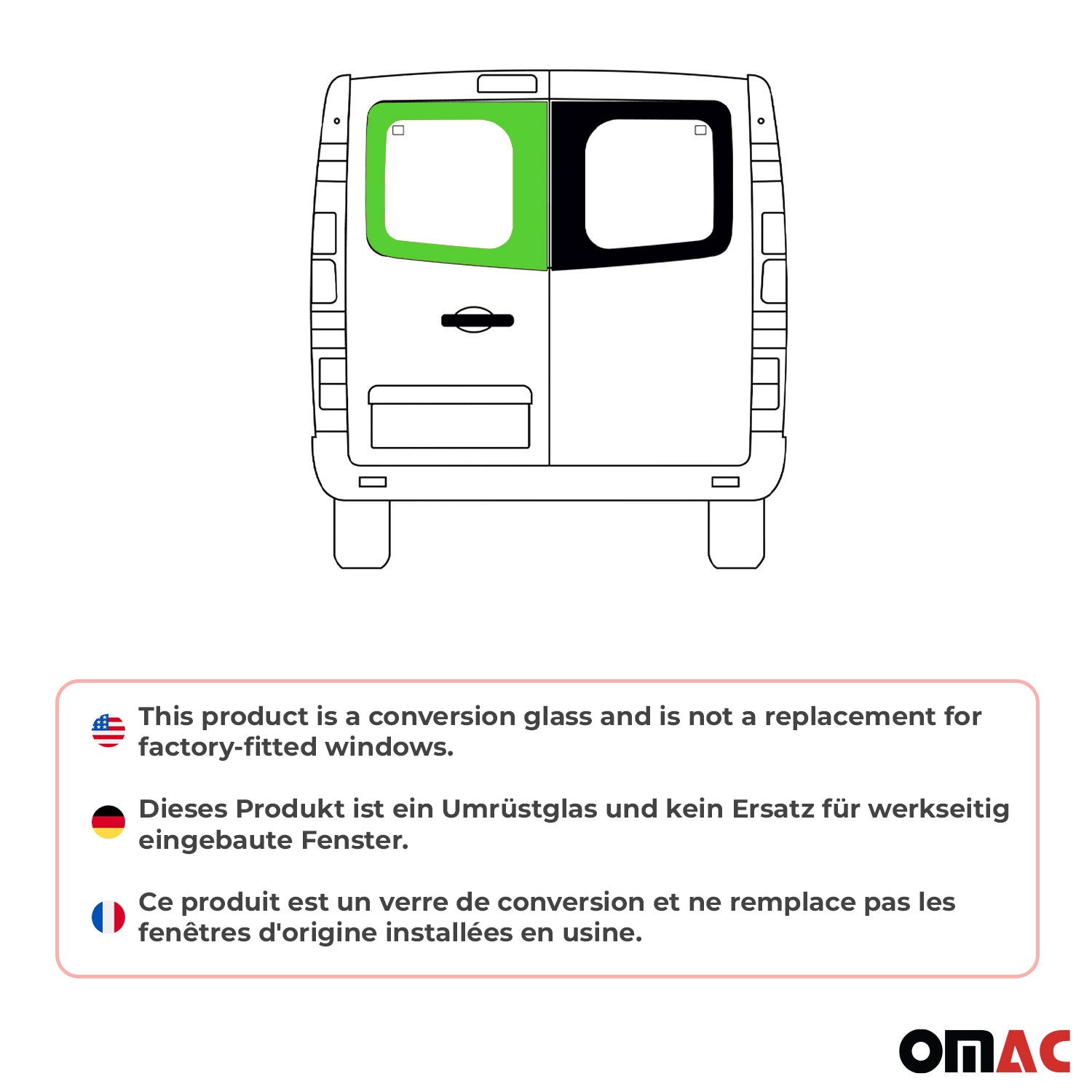 Vitre de Porte pour Opel Vivaro 2001-2014 L1/L2 Arriére Gauche Verre fixe