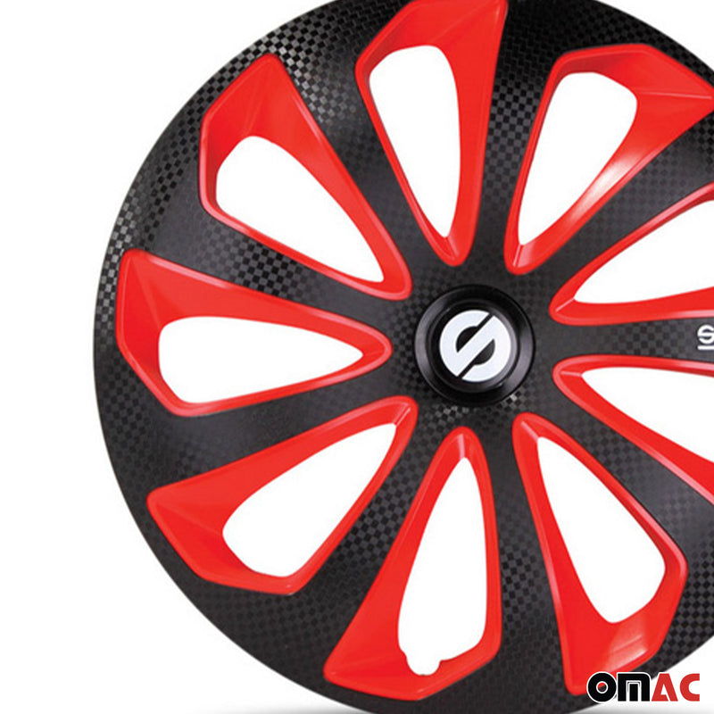 SPARCO Jeu Enjoliveurs de Roues 15 Pouces Rouge Noir