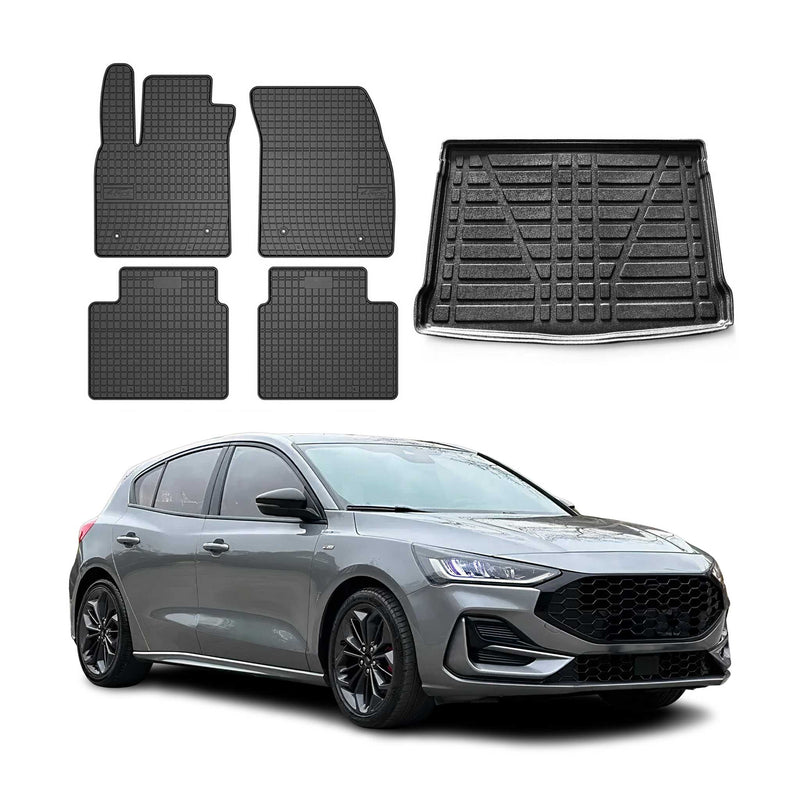 Kit Tapis de sol et coffre pour Ford Focus mk4 2019-2025 5Portes TPE Noir