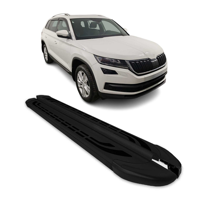 Marchepieds Latéraux pédale pour Skoda Kodiaq 2017-2023 Aluminium Noir 2x