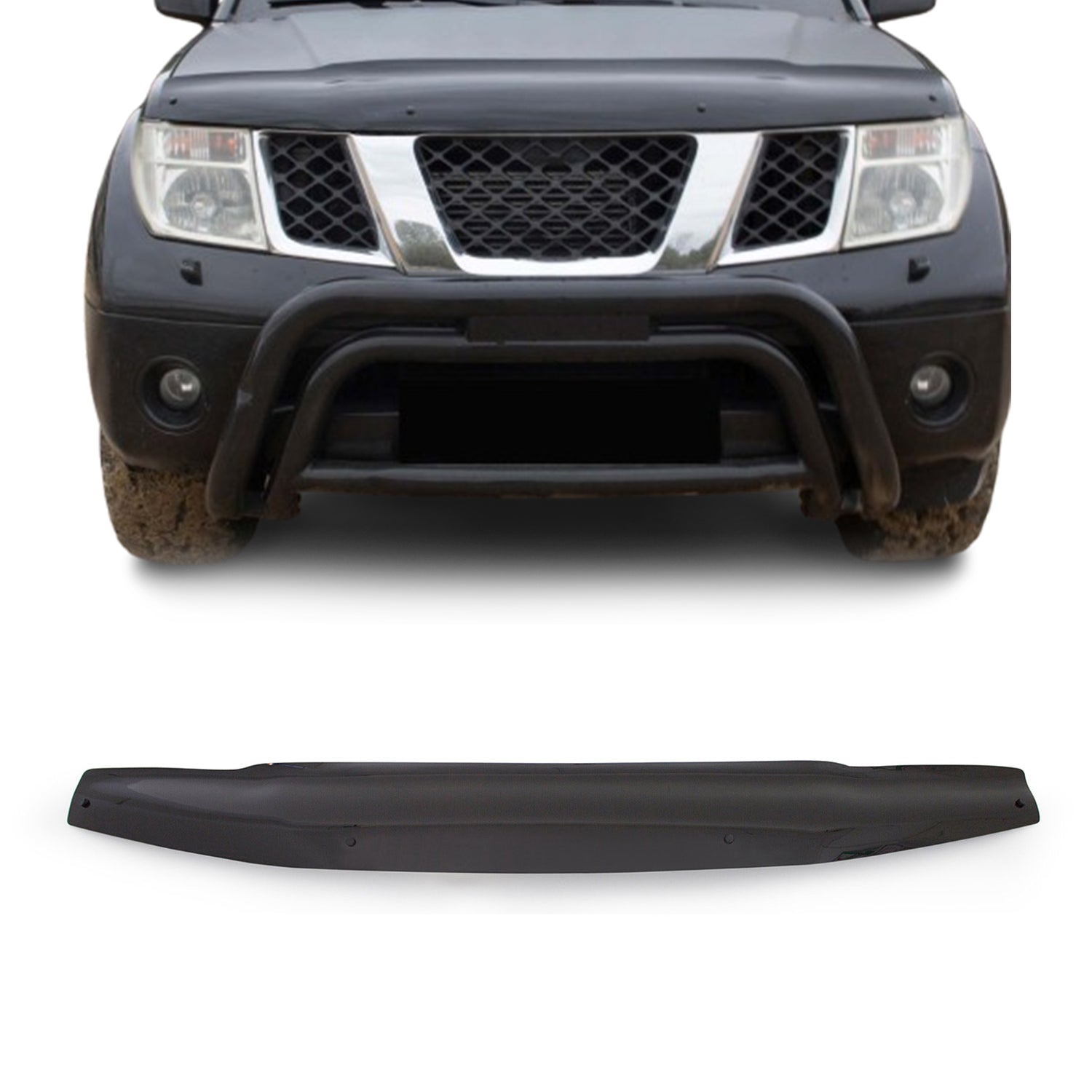 Deflecteurs d'air capot de voiture pour Nissan Navara D40 2005-15 Acrylique Noir