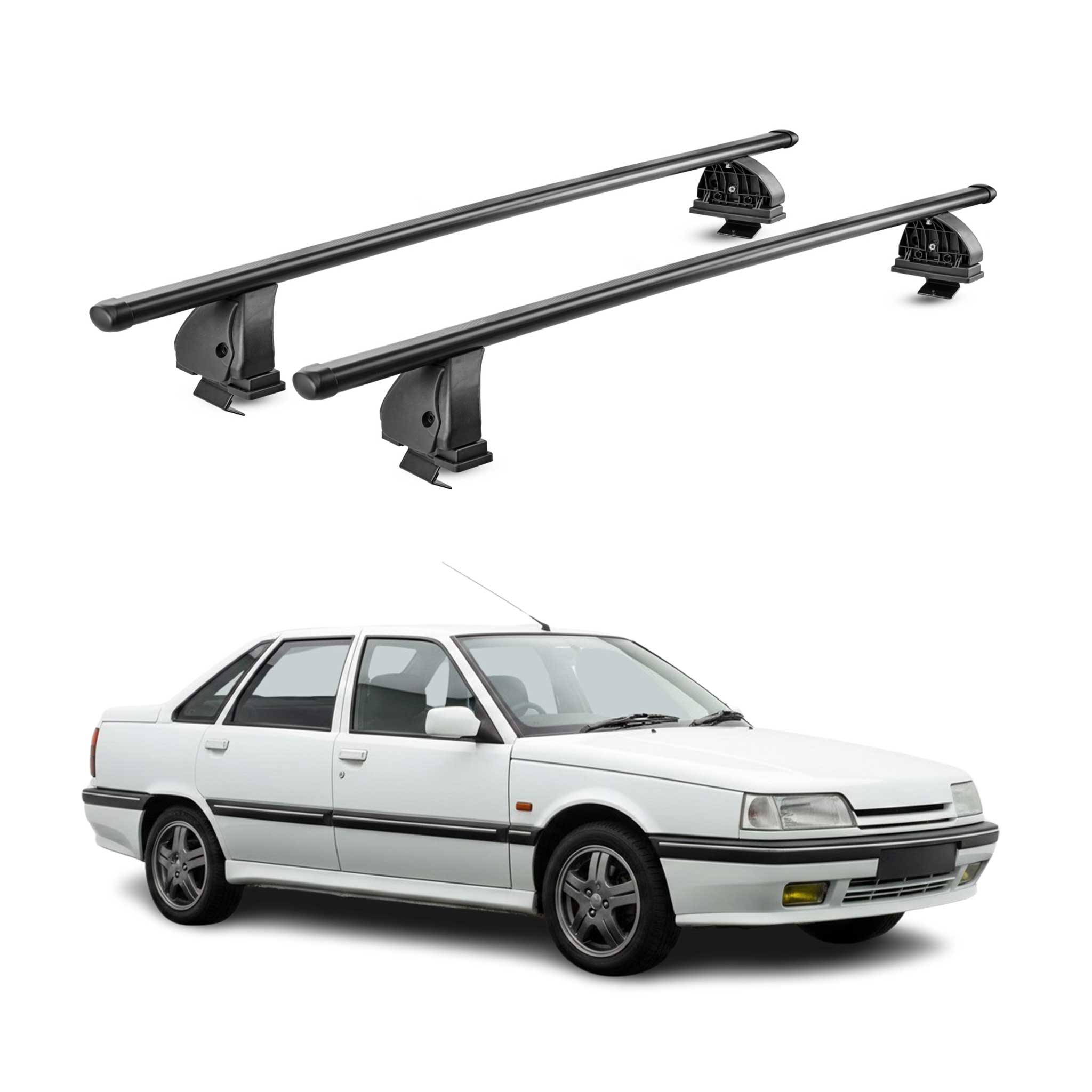 Barres de toit transversales acier pour Renault R21 1989-1995 TÜV 75 kg Noir 2x