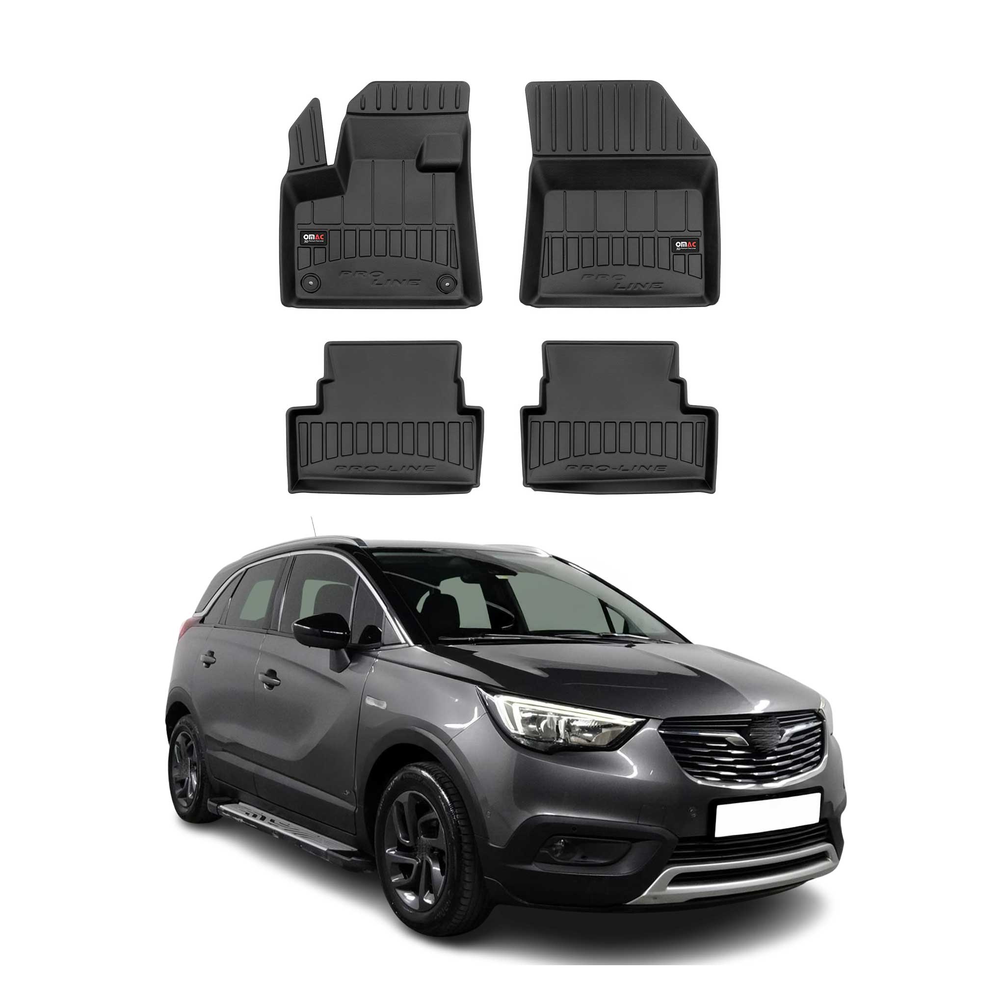 Tapis de Sol pour Opel Grandland 2017-2024 Caoutchouc TPE Noir